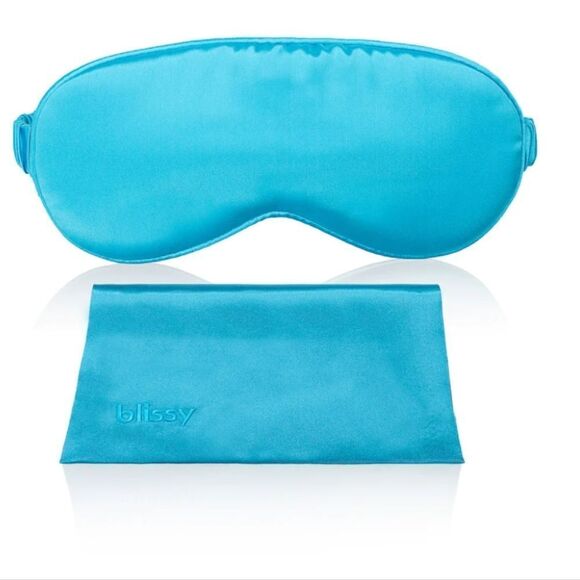 Blissy 100 % Mulberry Silk Sleep Mask - Bahama Blue - Picture 2 of 10